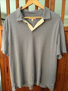 Banana Republic Men's Polo in Soft Blue with Cream Trim